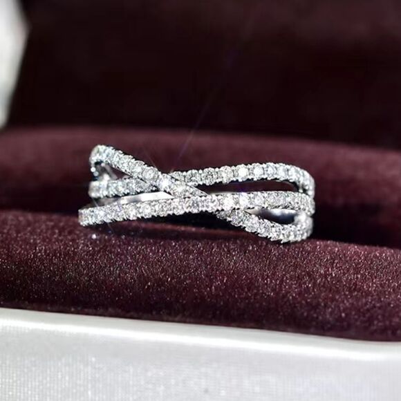 925 Sterling Silver Cubic Zirconia Cross Ring Size 6.5 - Picture 8 of 8